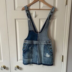 RARE Free People Blue Denim Overall Dress